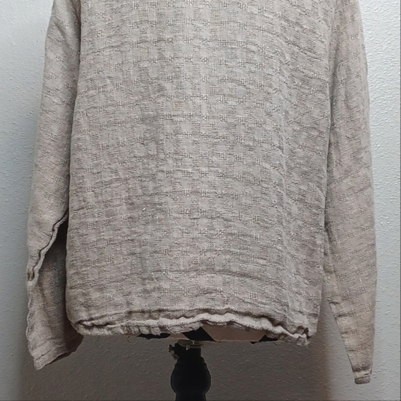 Eileen Fisher Vintage 100% Linen Textured Lagenlook Button Down Front Top - Picture 7 of 14